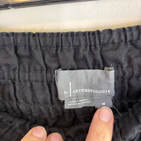Anthropologie Black 100% Linen Wide Leg Pull On Pants Size Medium - Picture 6 of 11